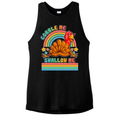 Colorful Thanksgiving Gobble Me Swallow Me Turkey Ladies PosiCharge Tri-Blend Wicking Tank