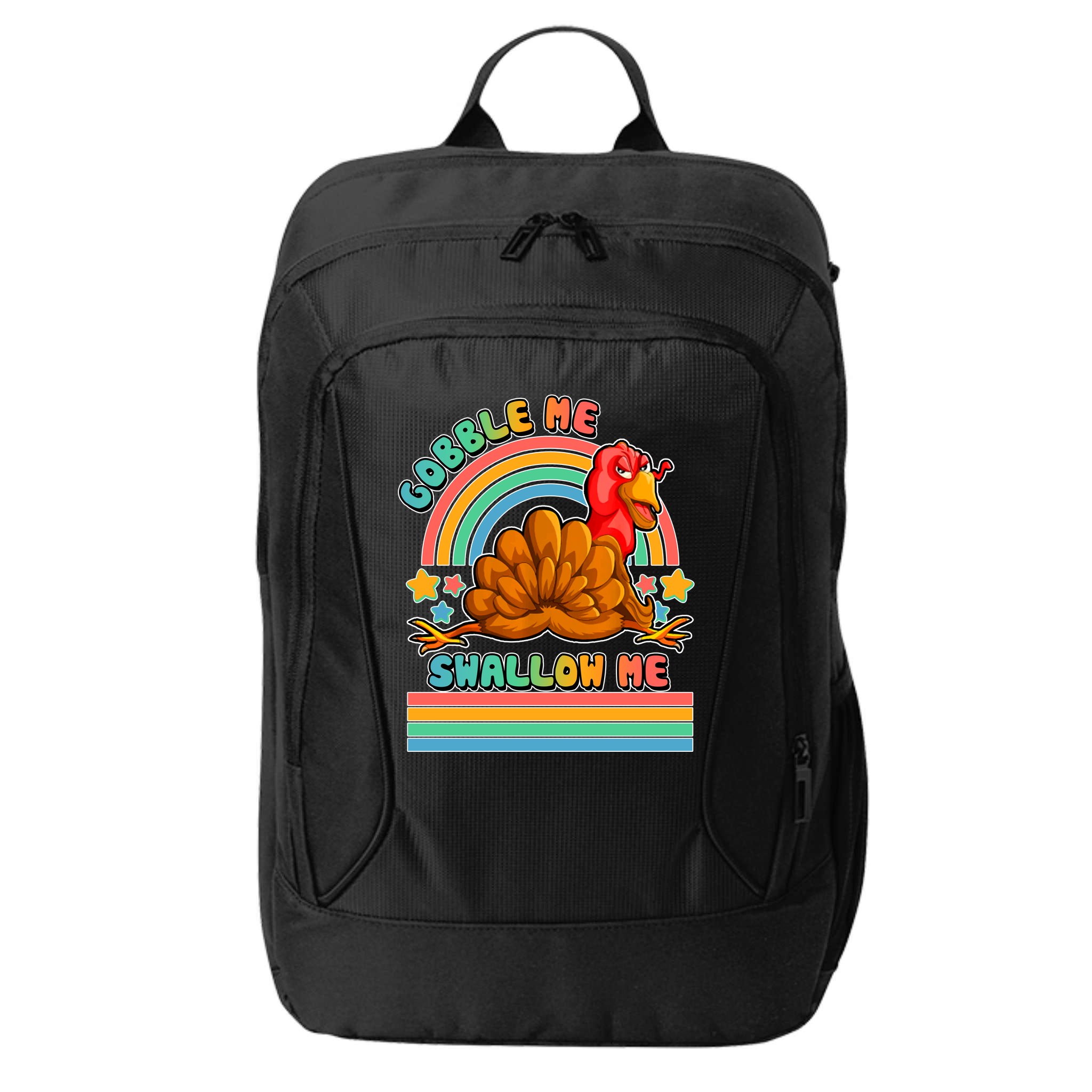 Colorful Thanksgiving Gobble Me Swallow Me Turkey City Backpack