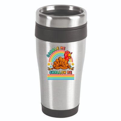 Colorful Thanksgiving Gobble Me Swallow Me Turkey 16oz Travel Tumbler