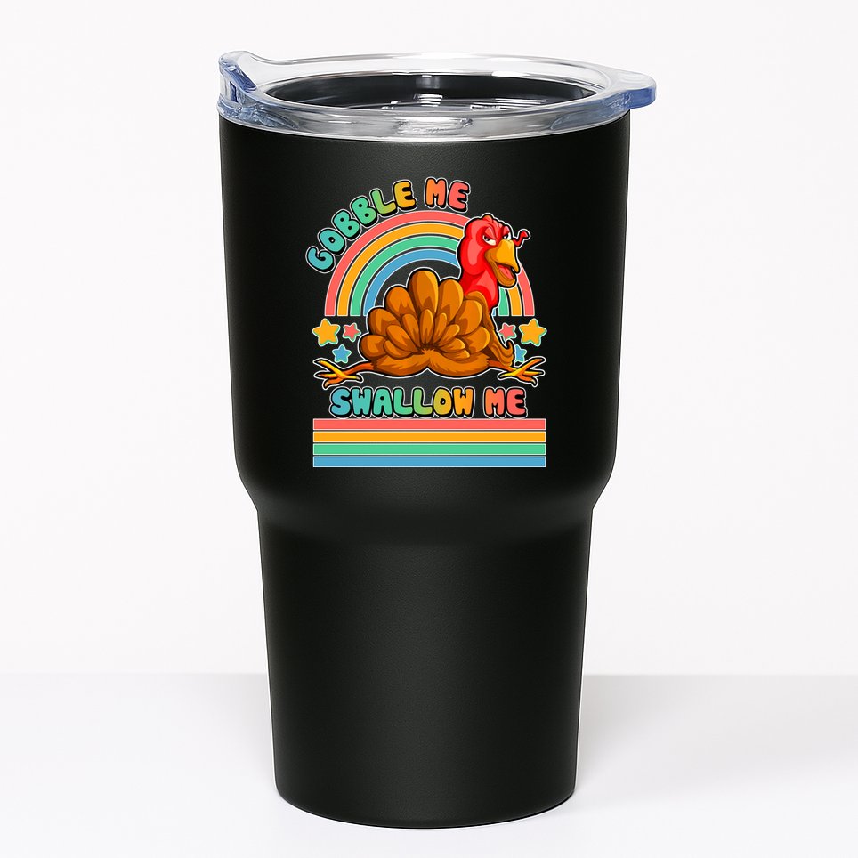 Colorful Thanksgiving Gobble Me Swallow Me Turkey Tumbler