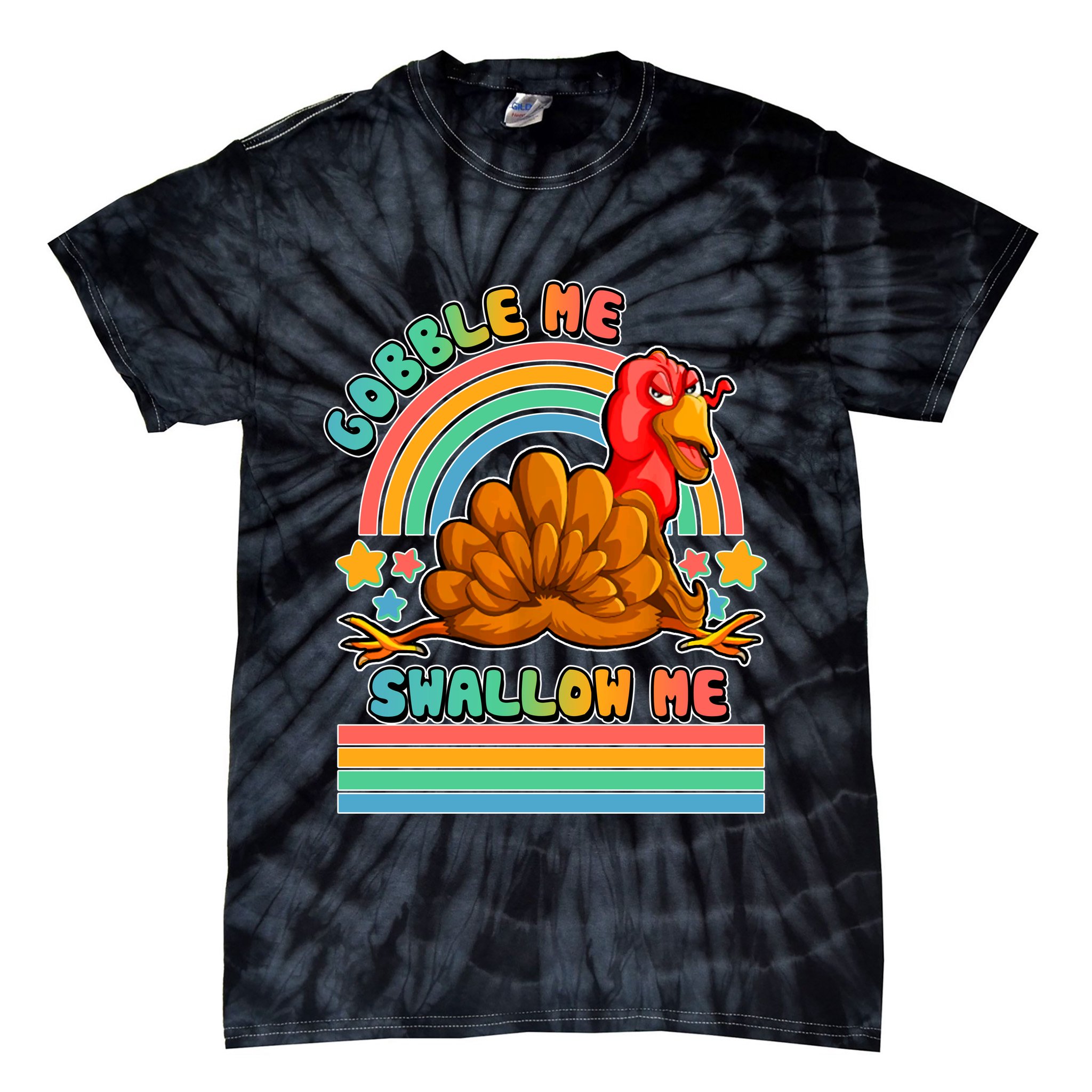 Colorful Thanksgiving Gobble Me Swallow Me Turkey Tie-Dye T-Shirt