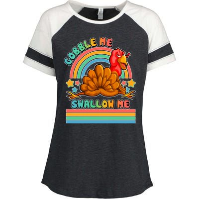 Colorful Thanksgiving Gobble Me Swallow Me Turkey Enza Ladies Jersey Colorblock Tee