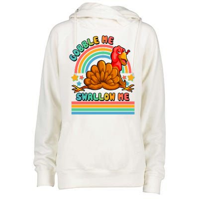 Colorful Thanksgiving Gobble Me Swallow Me Turkey Womens Funnel Neck Pullover Hood