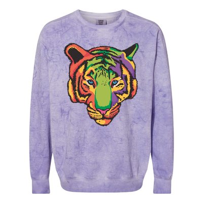 Colorful Tiger Head Colorblast Crewneck Sweatshirt