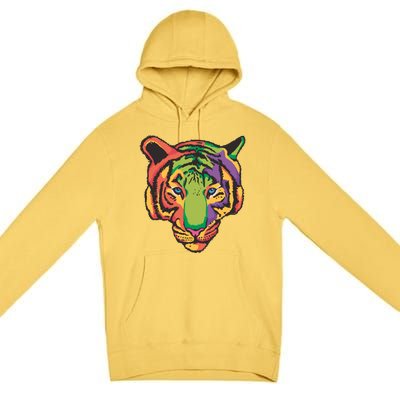 Colorful Tiger Head Premium Pullover Hoodie