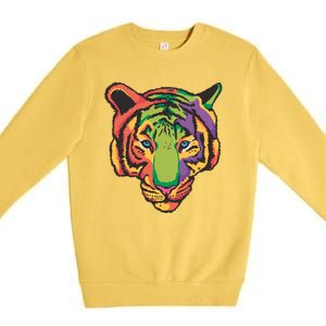 Colorful Tiger Head Premium Crewneck Sweatshirt