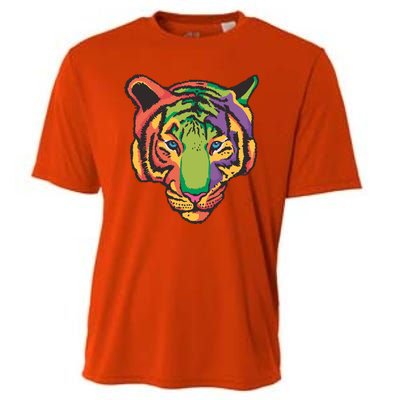 Colorful Tiger Head Cooling Performance Crew T-Shirt