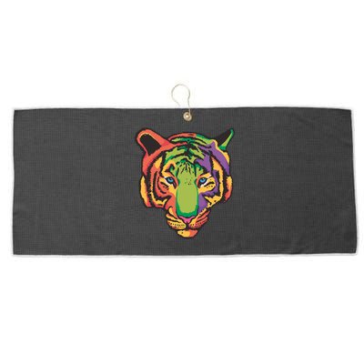 Colorful Tiger Head Large Microfiber Waffle Golf Towel