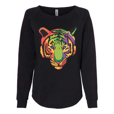 Colorful Tiger Head Womens California Wash Sweatshirt