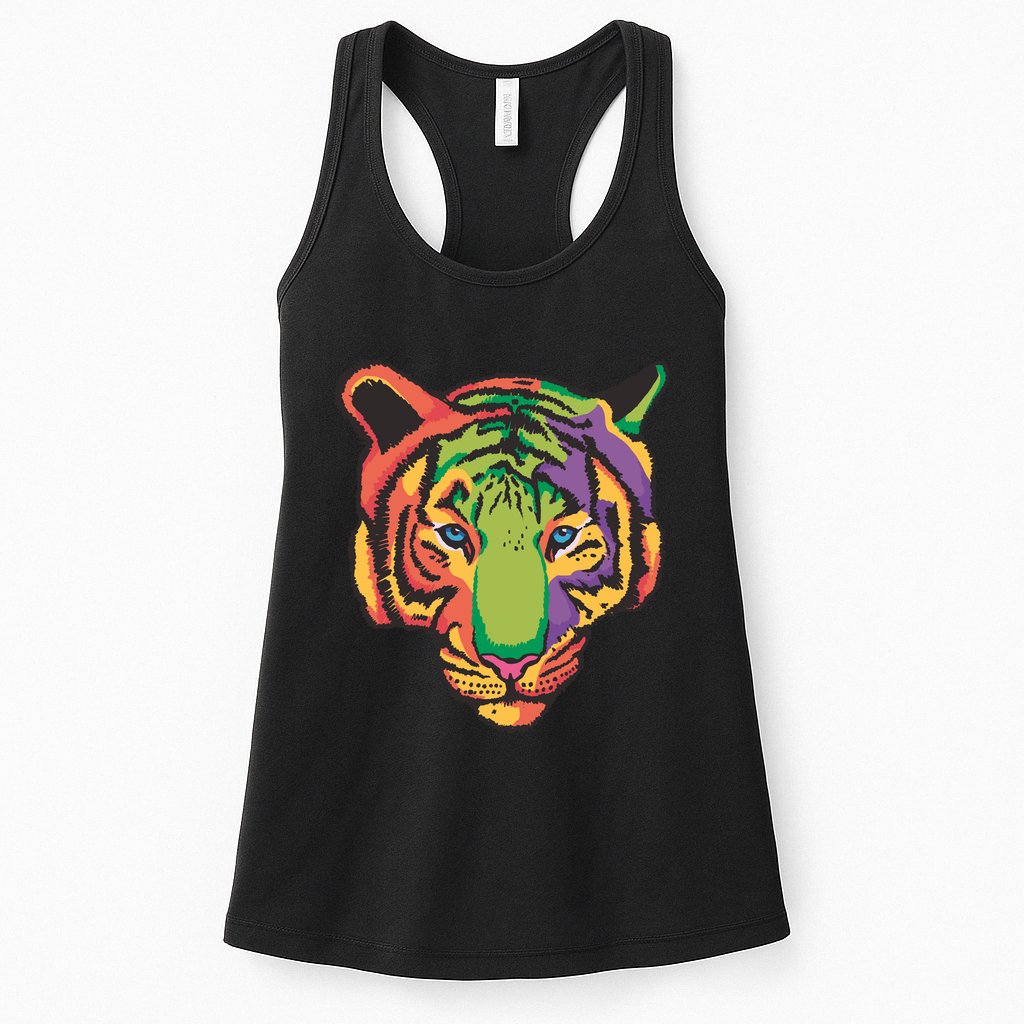 Colorful Tiger Head Womens Tank Top