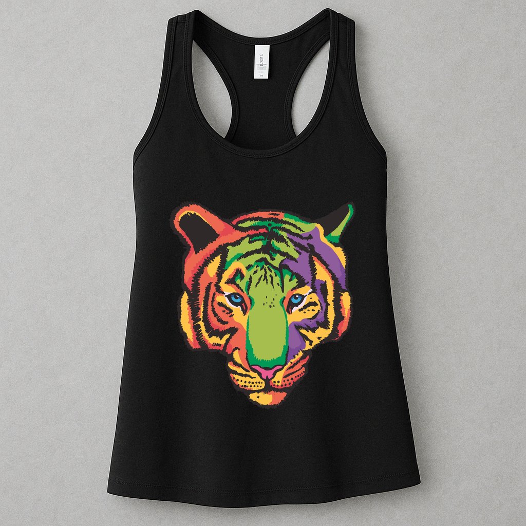 Colorful Tiger Head Womens Tank Top