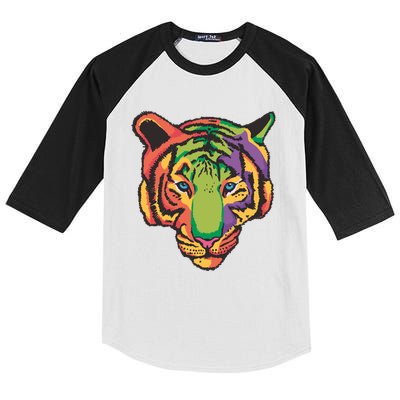 Colorful Tiger Head Kids Colorblock Raglan Jersey
