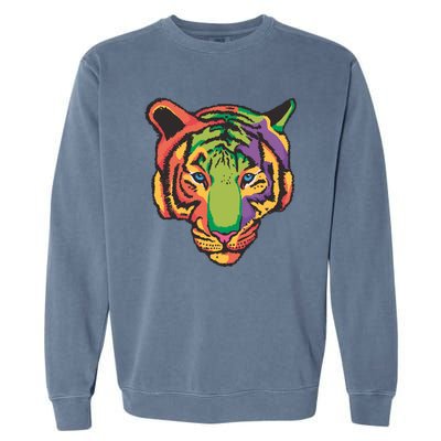 Colorful Tiger Head Garment-Dyed Sweatshirt