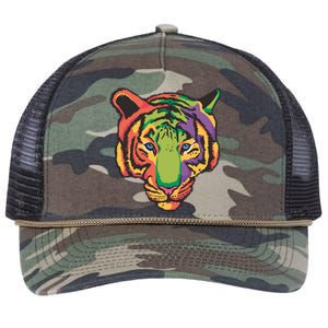 Colorful Tiger Head Retro Rope Trucker Hat Cap