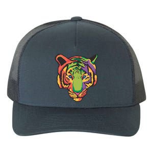 Colorful Tiger Head Yupoong Adult 5-Panel Trucker Hat