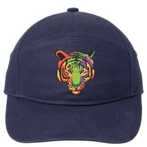 Colorful Tiger Head 7-Panel Snapback Hat