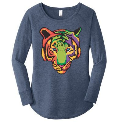 Colorful Tiger Head Women's Perfect Tri Tunic Long Sleeve Shirt