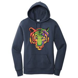 Colorful Tiger Head Women's Pullover Hoodie