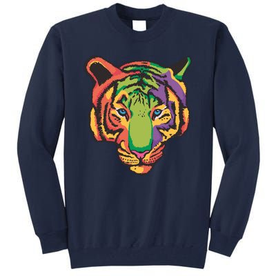 Colorful Tiger Head Tall Sweatshirt