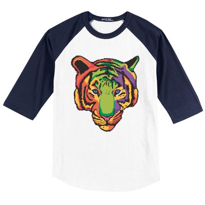 Colorful Tiger Head Baseball Sleeve Shirt