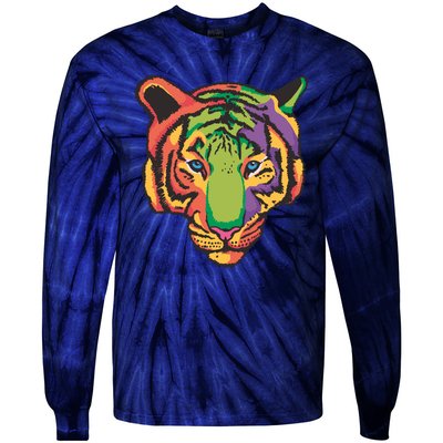 Colorful Tiger Head Tie-Dye Long Sleeve Shirt