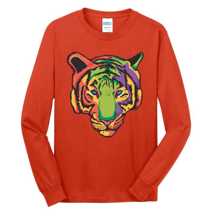 Colorful Tiger Head Tall Long Sleeve T-Shirt