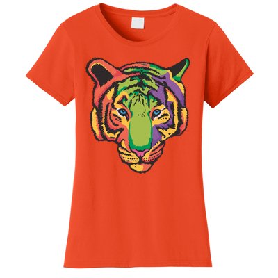 Colorful Tiger Head Women's T-Shirt