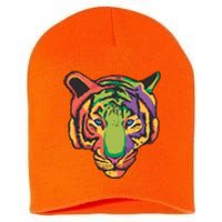 Colorful Tiger Head Short Acrylic Beanie