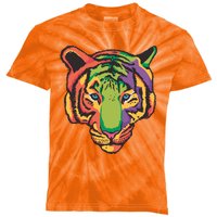 Colorful Tiger Head Kids Tie-Dye T-Shirt