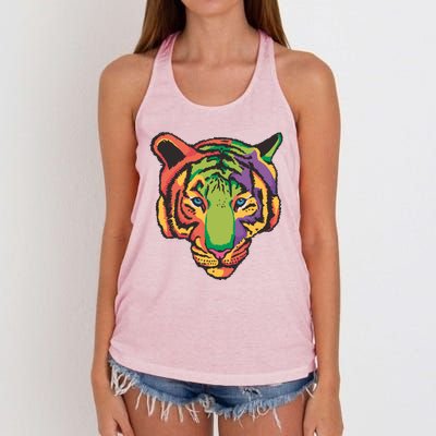 Colorful Tiger Head Women's Knotted Racerback Tank