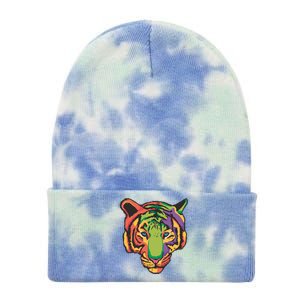 Colorful Tiger Head Tie Dye 12in Knit Beanie