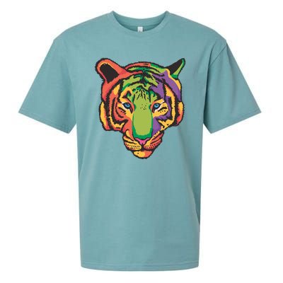 Colorful Tiger Head Sueded Cloud Jersey T-Shirt