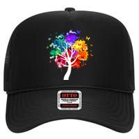 Colorful Tree Of Life High Crown Mesh Back Trucker Hat