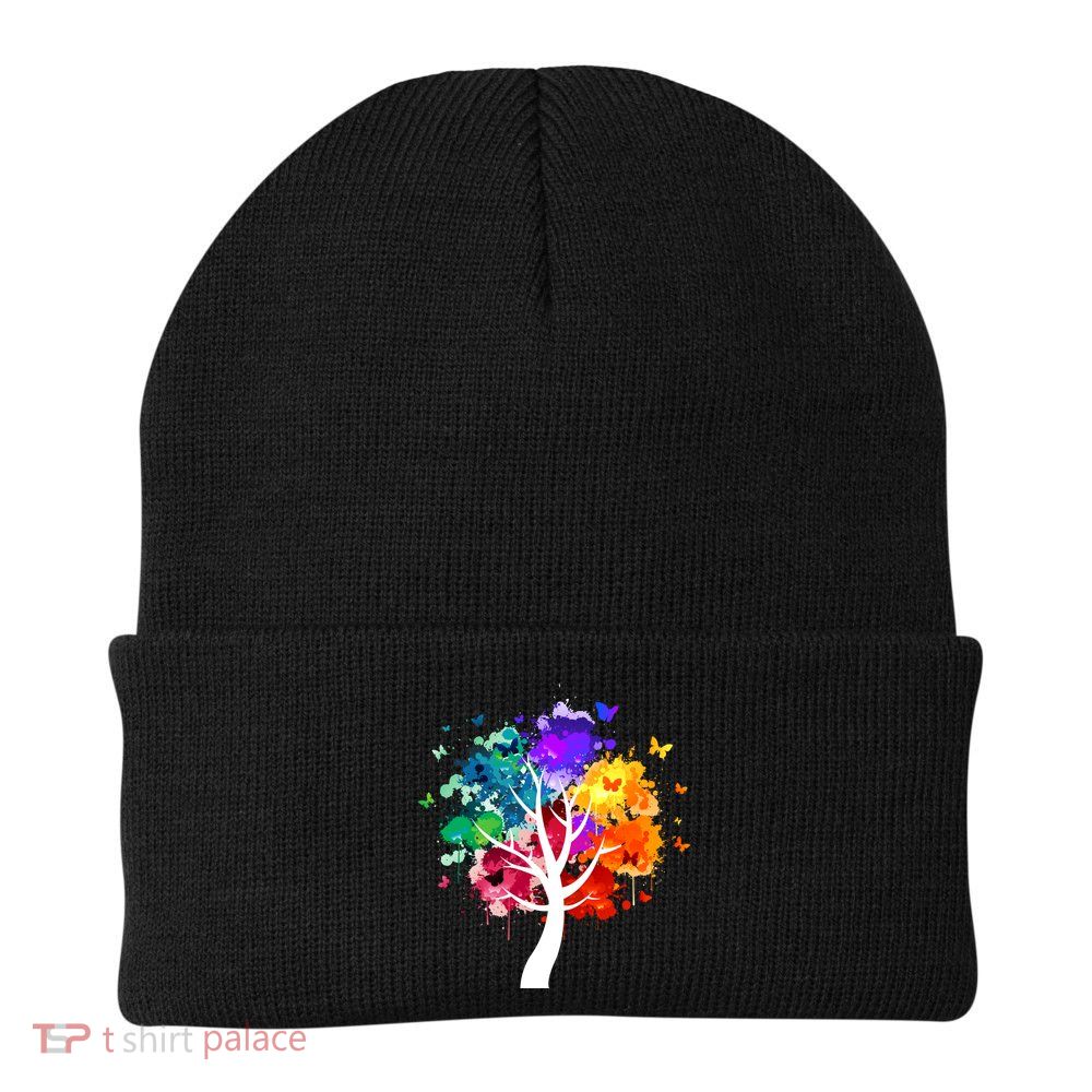 Colorful Tree Of Life Knit Cap Winter Beanie