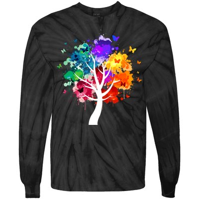 Colorful Tree Of Life Tie-Dye Long Sleeve Shirt