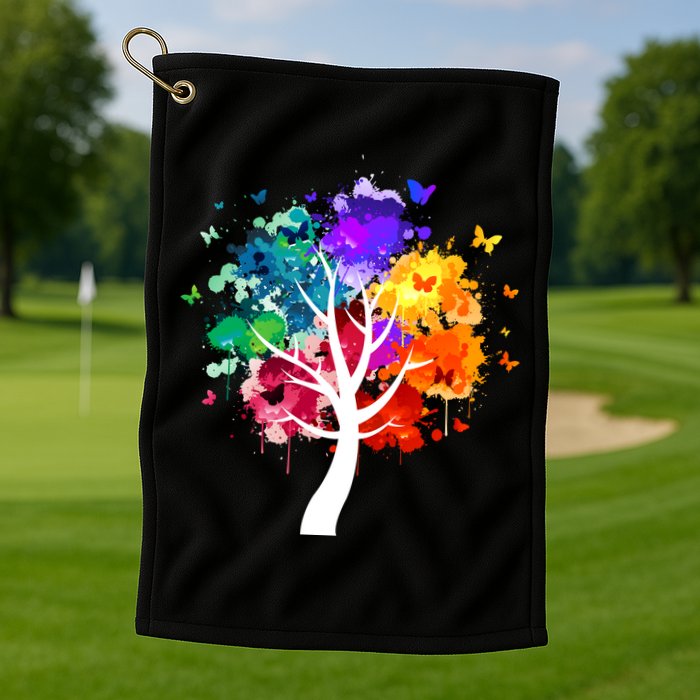 Colorful tree of life Golf Towel