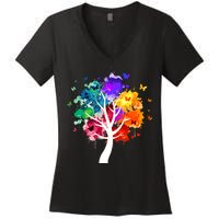 Colorful Tree Of Life Women's V-Neck T-Shirt