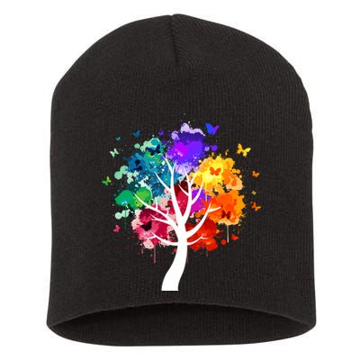 Colorful Tree Of Life Short Acrylic Beanie