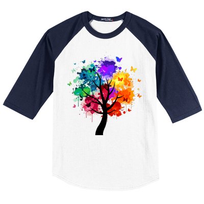 Colorful Tree Of Life Baseball Sleeve Shirt