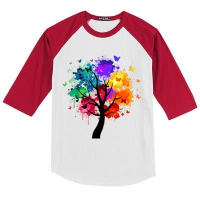 Colorful Tree Of Life Kids Colorblock Raglan Jersey