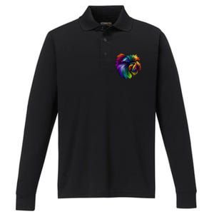 Colorful Tropical Beta Fish Performance Long Sleeve Polo