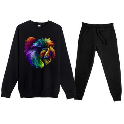 Colorful Tropical Beta Fish Premium Crewneck Sweatsuit Set