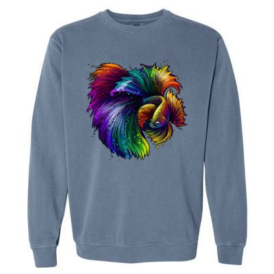 Colorful Tropical Beta Fish Garment-Dyed Sweatshirt