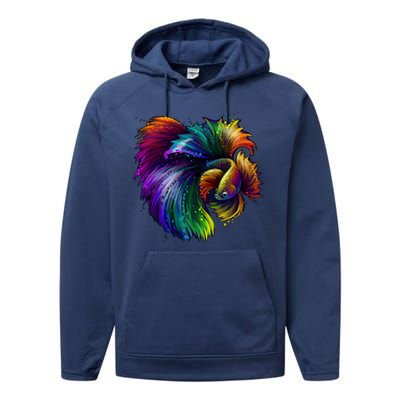 Colorful Tropical Beta Fish Performance Fleece Hoodie