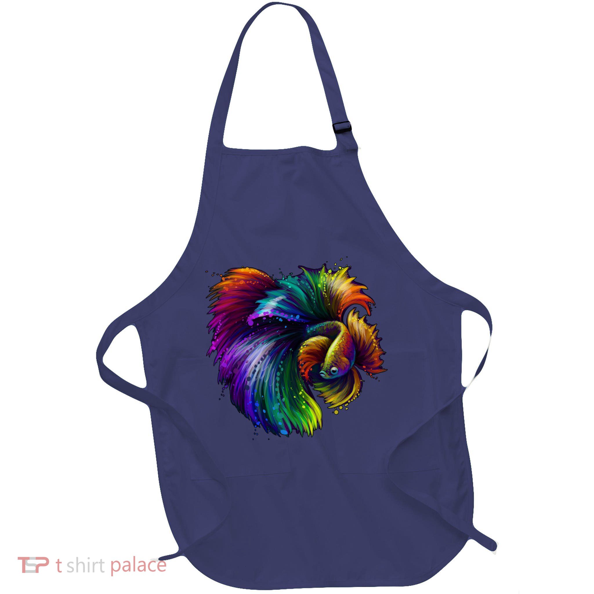 Colorful Tropical Beta Fish Full-Length Apron With Pockets