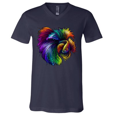 Colorful Tropical Beta Fish V-Neck T-Shirt