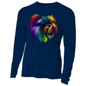 Colorful Tropical Beta Fish Cooling Performance Long Sleeve Crew