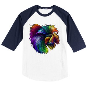 Colorful Tropical Beta Fish Baseball Sleeve Shirt