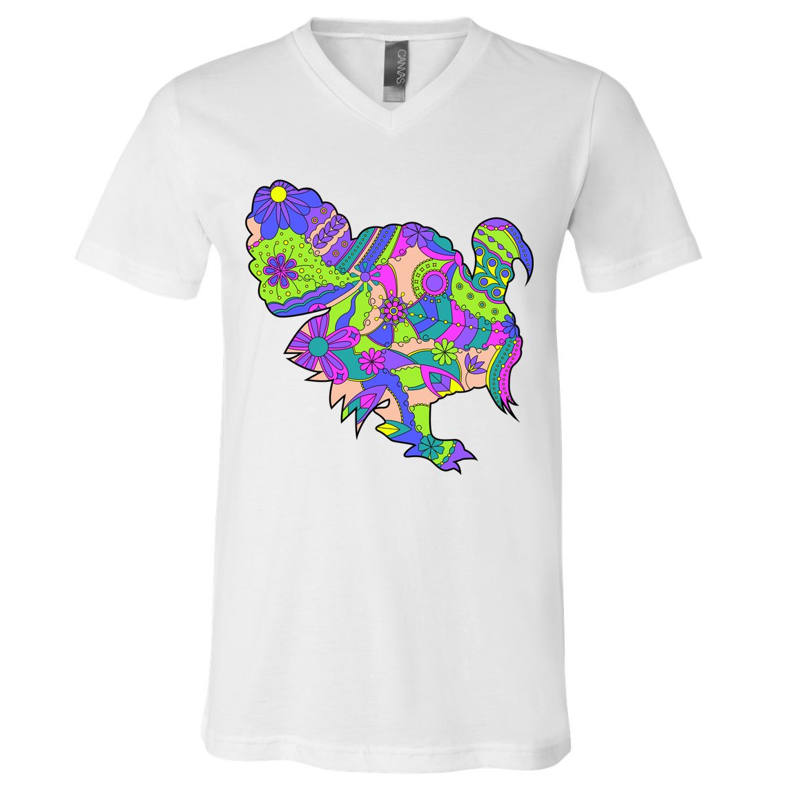 Colorful Turkey Abstract V-Neck T-Shirt