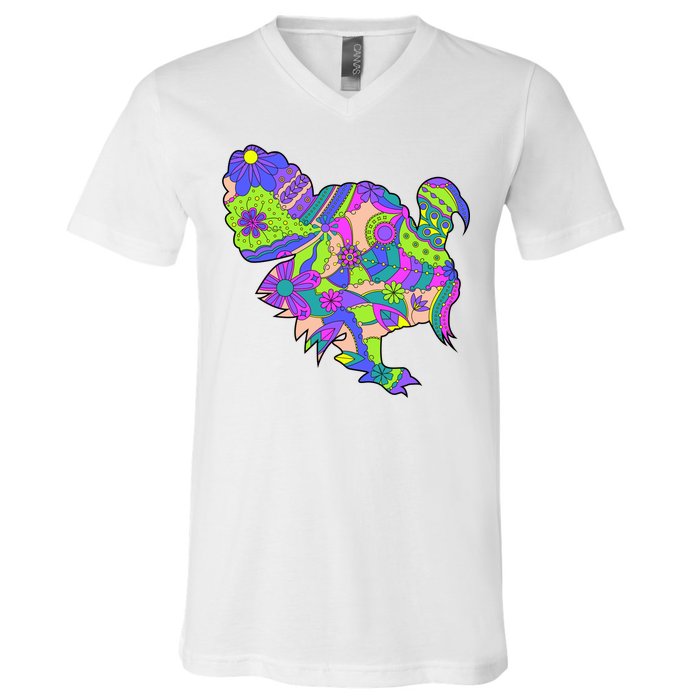 Colorful Turkey Abstract V-Neck T-Shirt